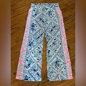 Lilly Pulitzer Wide-Leg Printed Pants in Navy, Light Blue & Pink- palazzo pants!
